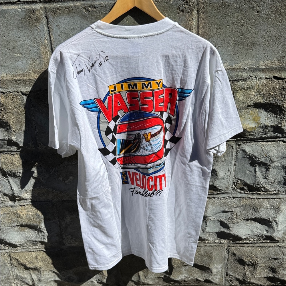 Vintage Jimmy Vasser racing t shirt 90s autographed Indy Car NASCAR